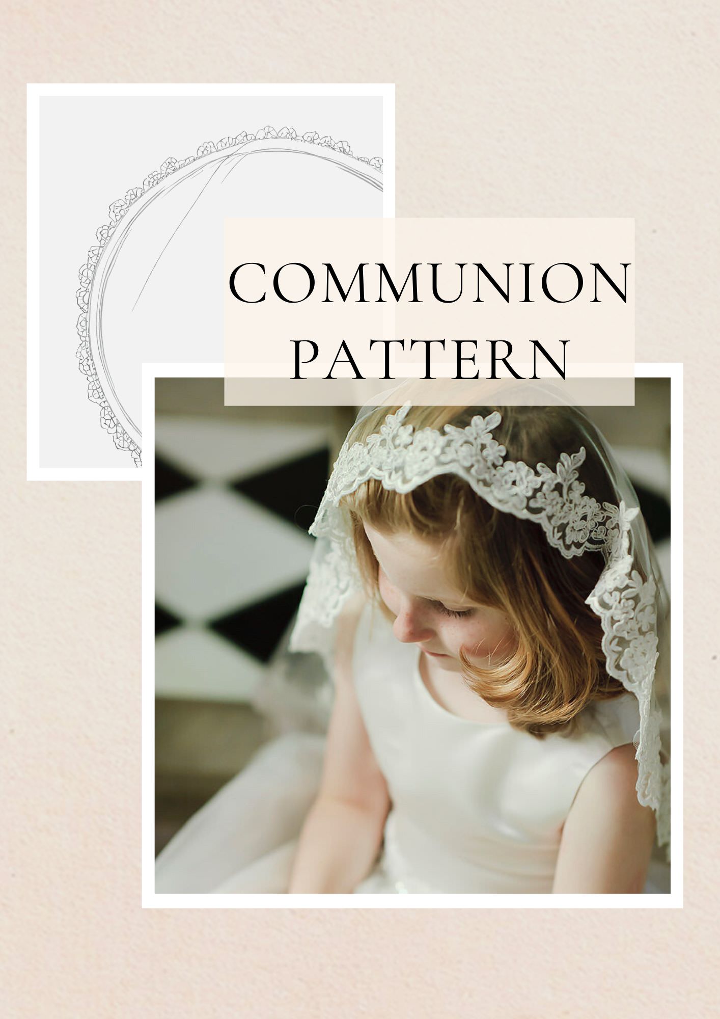 Veil for the First Holy Communion with lace Edge.