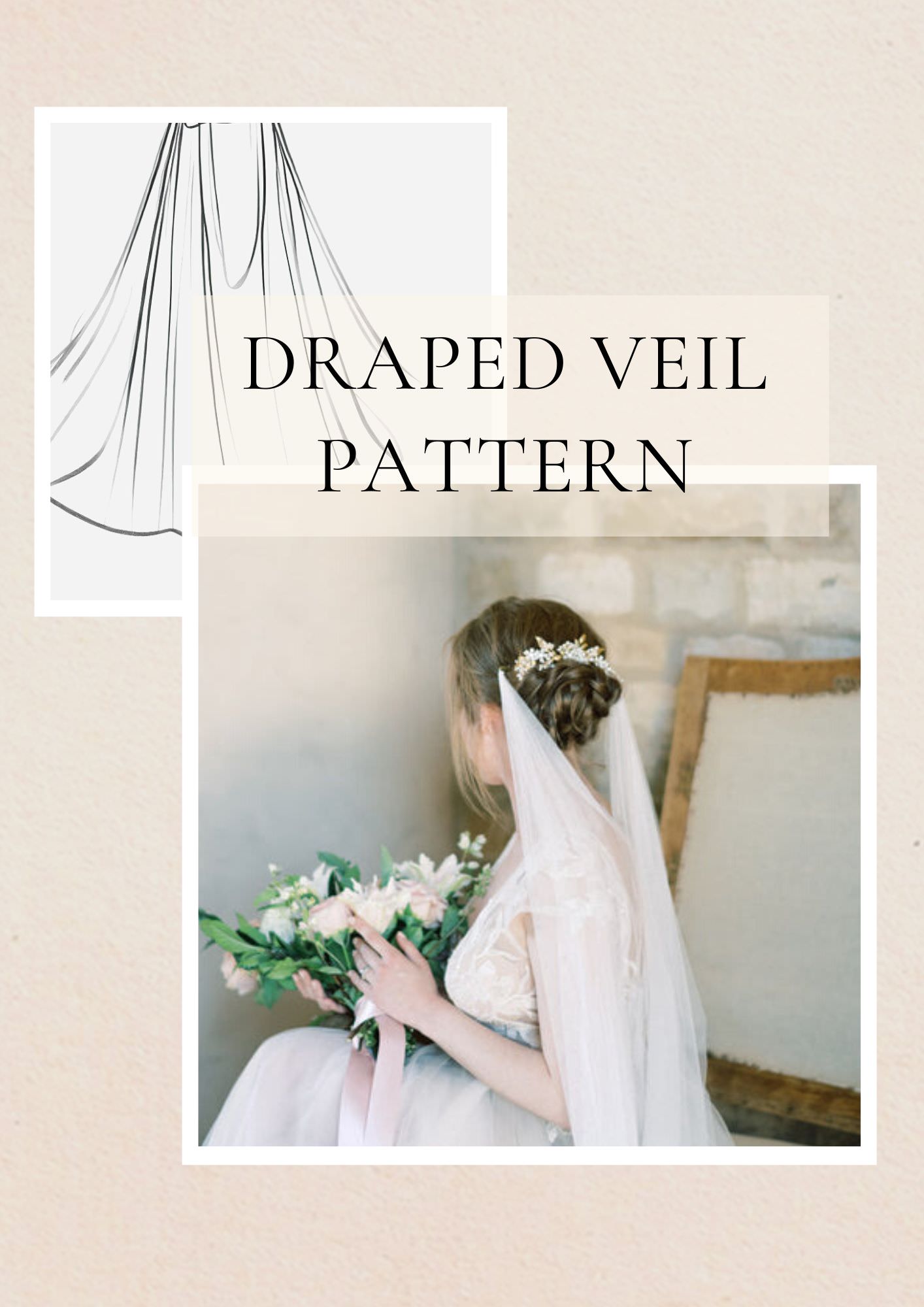 DIY Mid Length Draped Wedding Veil Pattern PDF Tutorial One Blushing