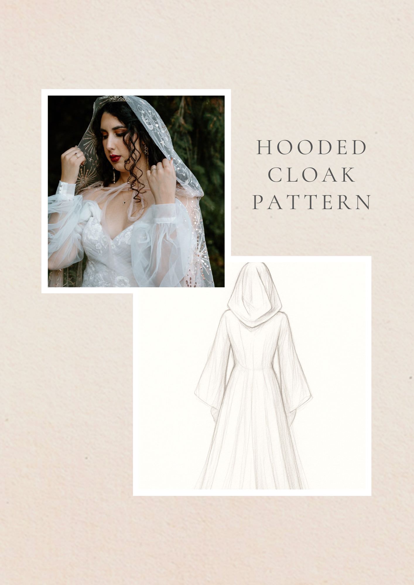 DIY Hooded Cape Cloak Pattern PDF Tutorial  One Blushing Bride Custom  Wedding Veils
