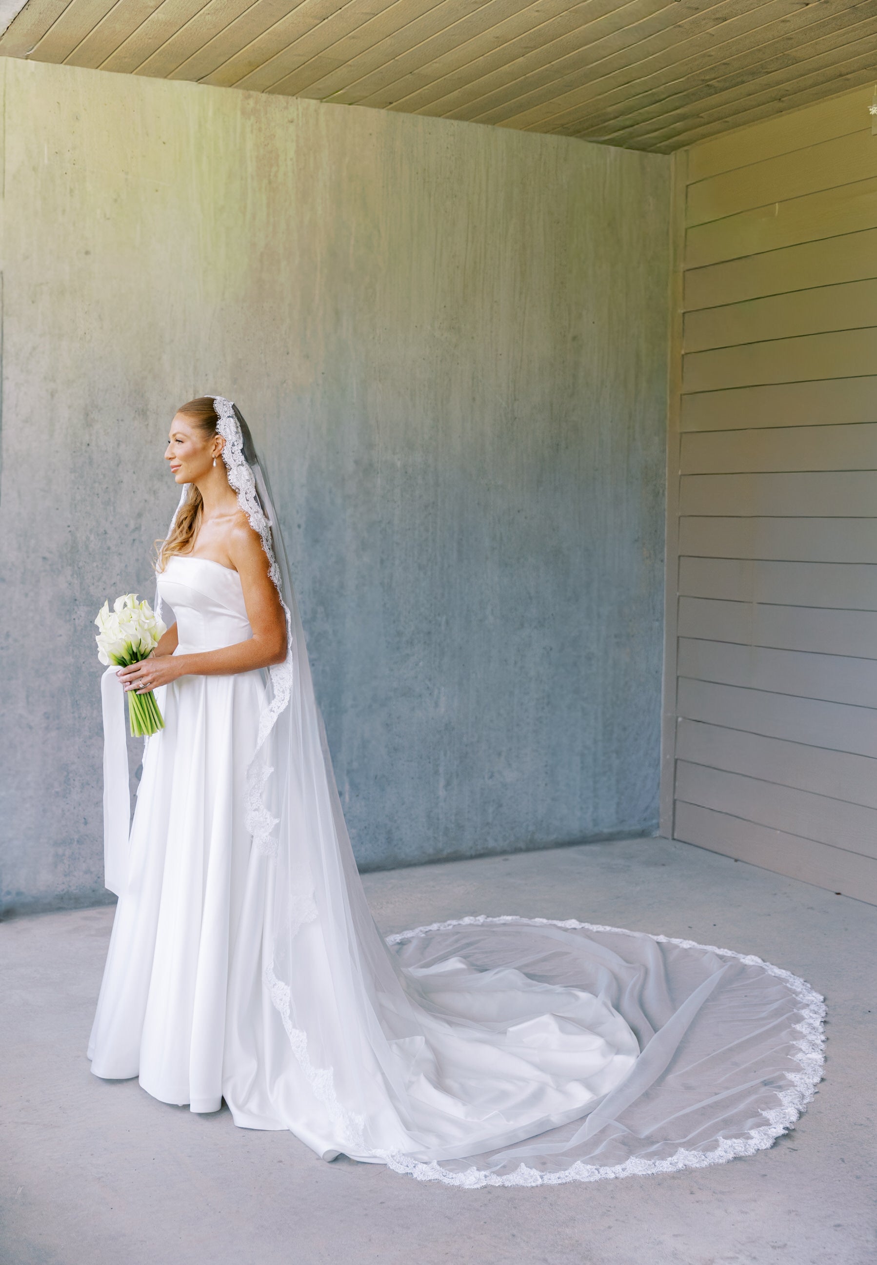 Cathedral Mantilla Veil with Eyelash Lace Trim, Lace Wedding Veil