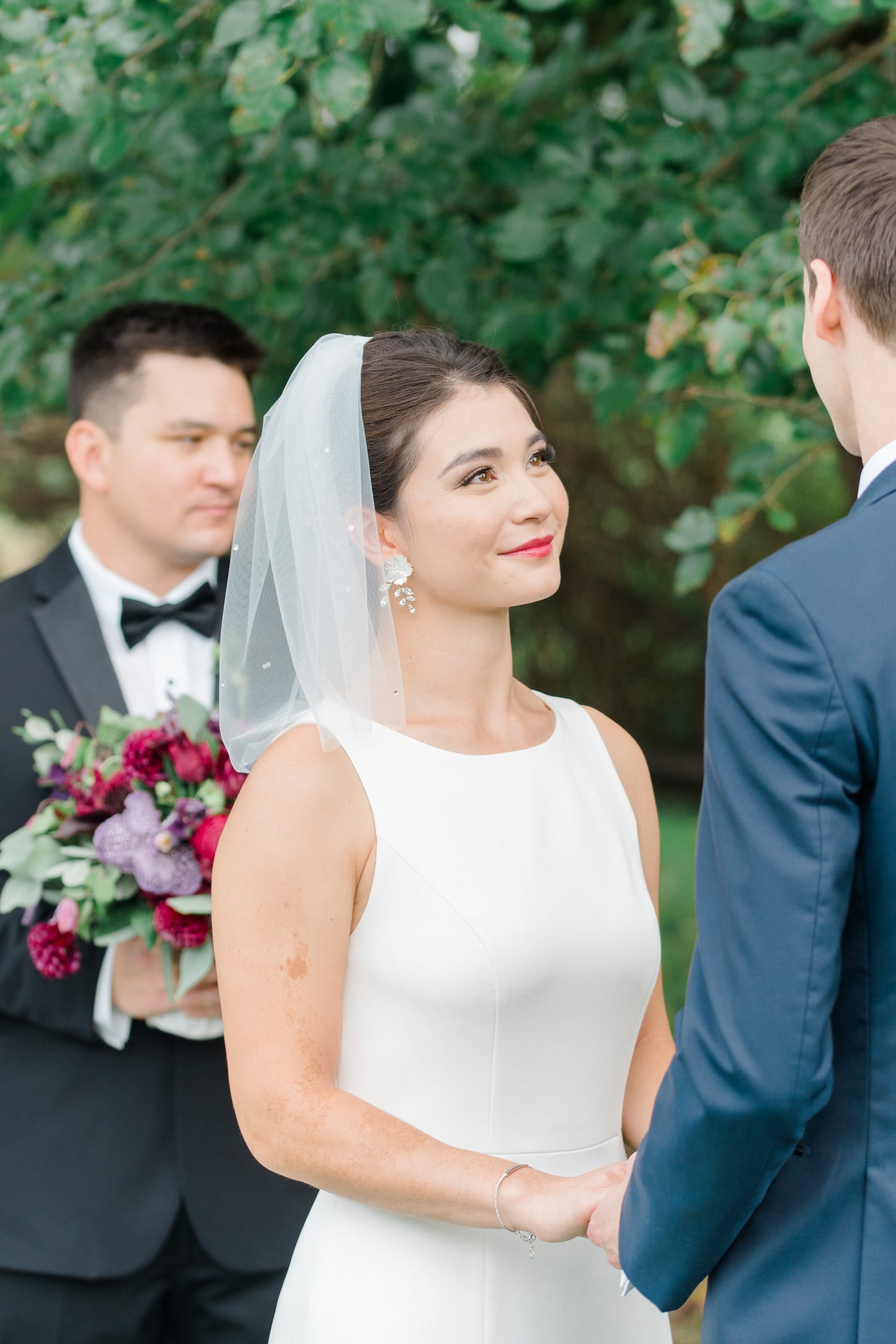 Short Birdcage Wedding Veil with Crystals + Rhinestones