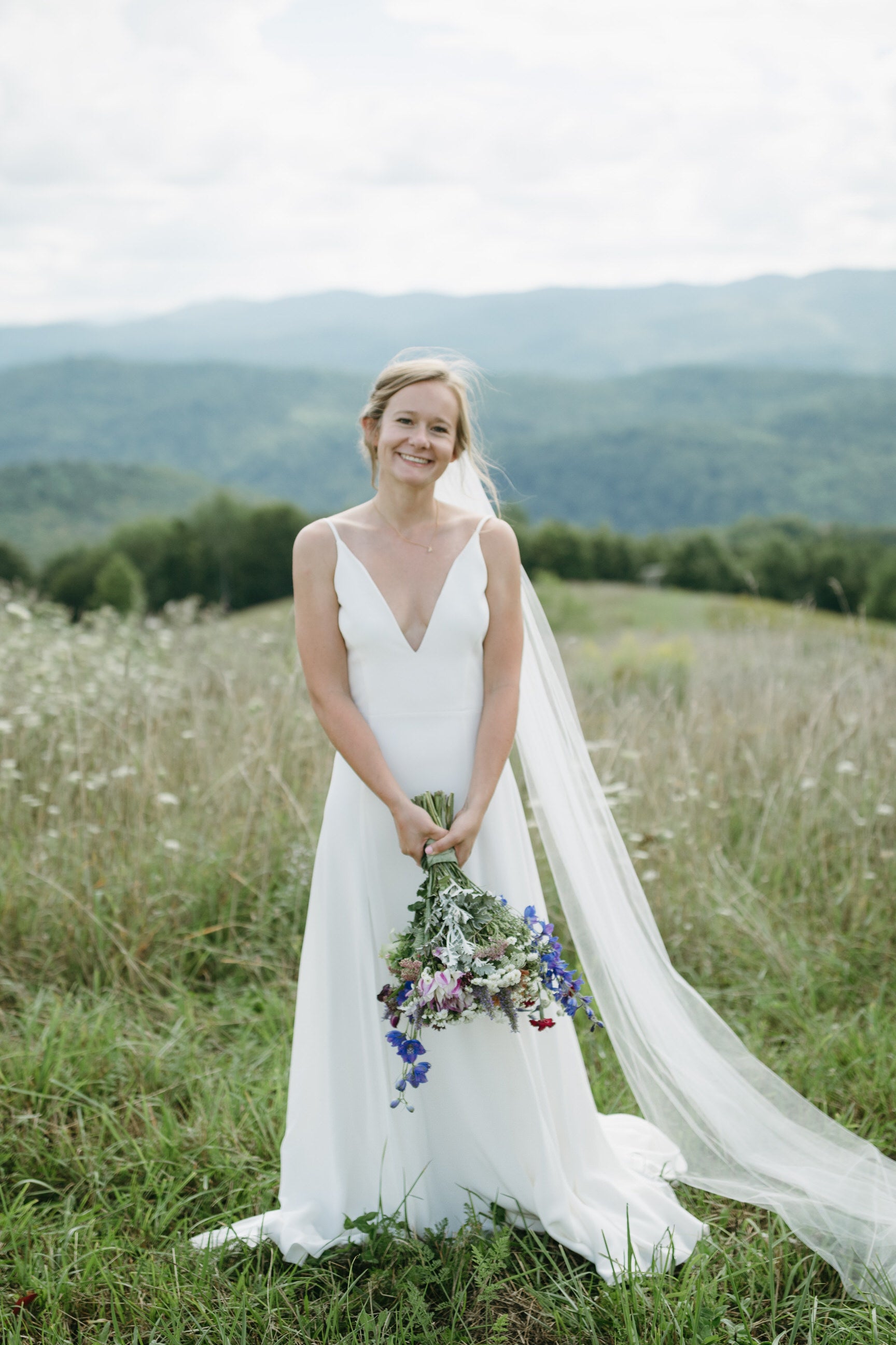 One Blushing Bride Chapel Length Wedding Veil, Simple Raw Edge Bridal Veil, White / Ivory White / 85-90 Inches
