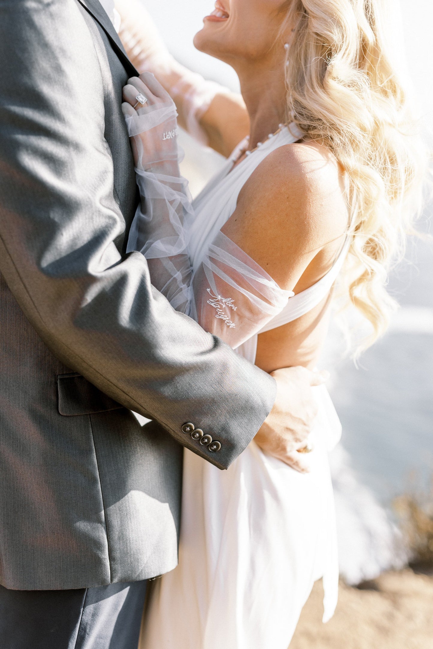 till death do us part stretch scrunched bridal gloves for casual destination weddings
