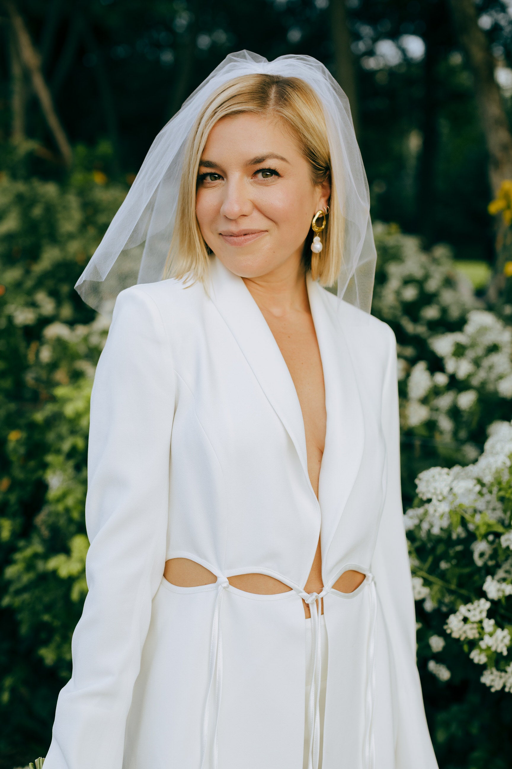 WEEPING CHERRY | embellished short wedding veil