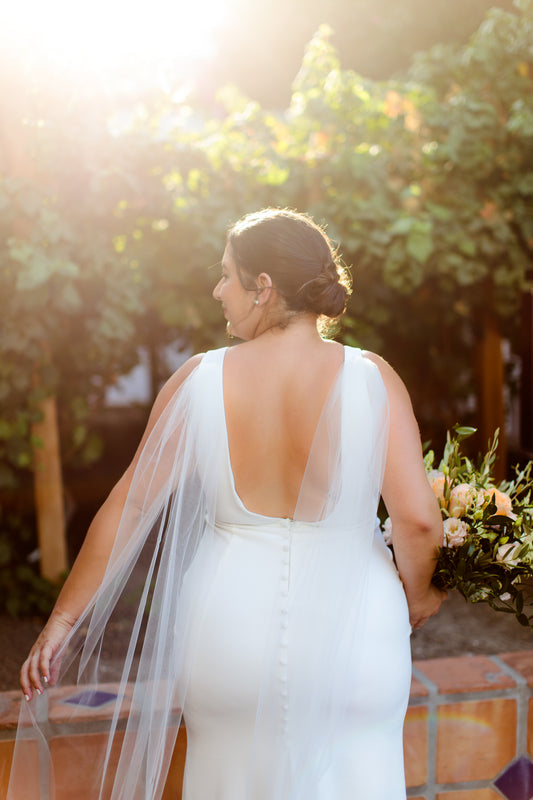 romantic bridal wings set in off white tulle for crepe low back wedding dresses