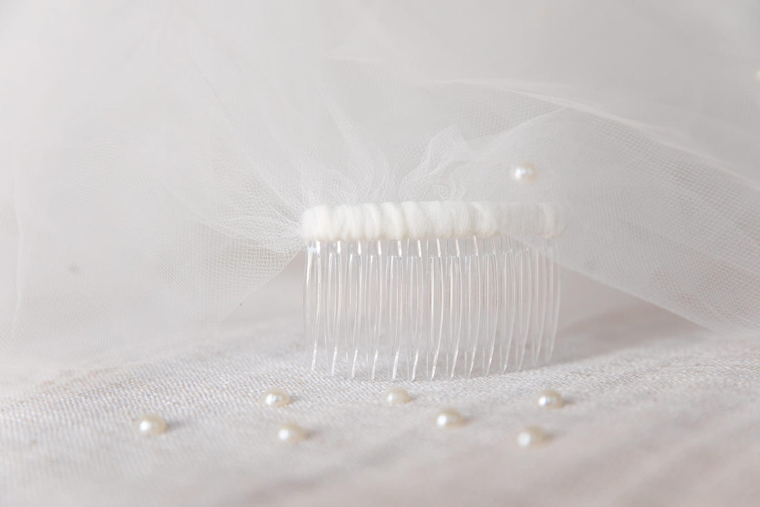 pearl studded wedding veil