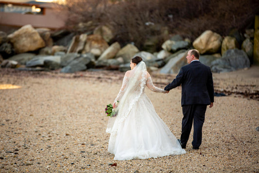 beach wedding veil with lace knee length for lace long sleeve gown