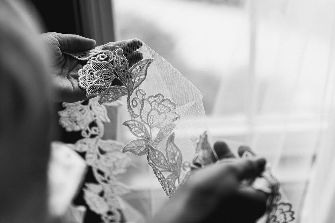 flower Venice lace wedding veil