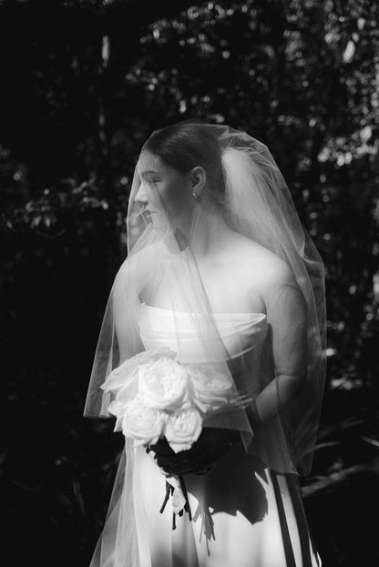 blusher wedding veil in extra full voluminous style for clean wedding dresses