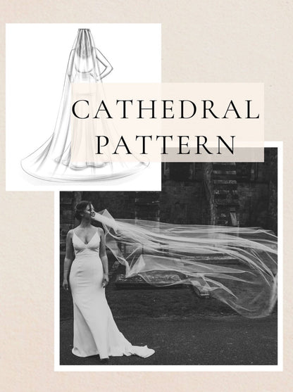 cathedral length bridal veil with raw edge sewing pattern for brides