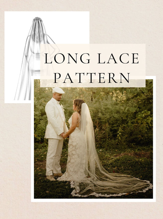 diy sewing project for making a long cathedral length bridal veil with lace