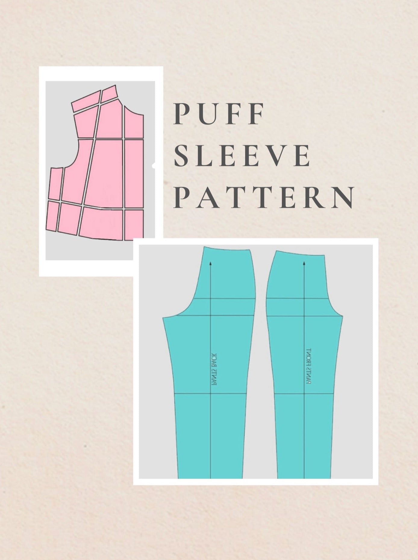 sewing pattern and diagram for bridal sleeves with puff and pleats for volume