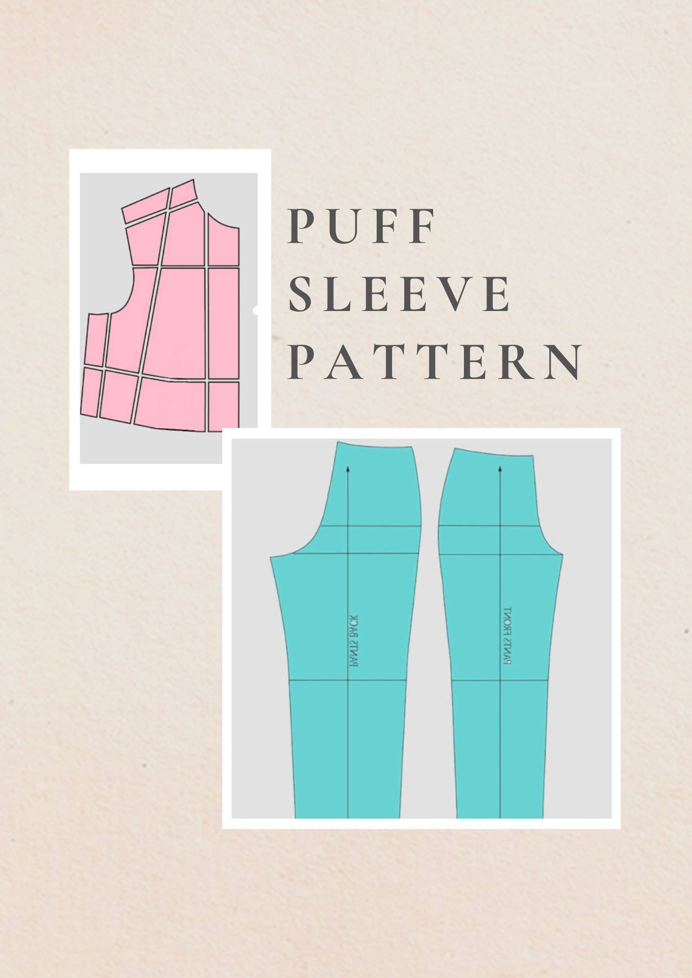 sewing pattern and diagram for bridal sleeves with puff and pleats for volume