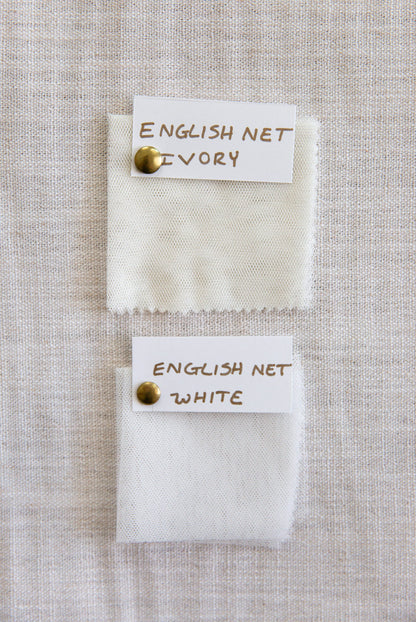 white and soft white English net bridal veil fabric