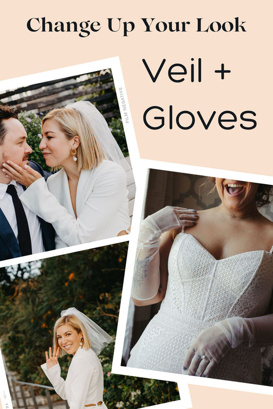 just got engaged bridal accessory duo bundle with gloves and wedding veil