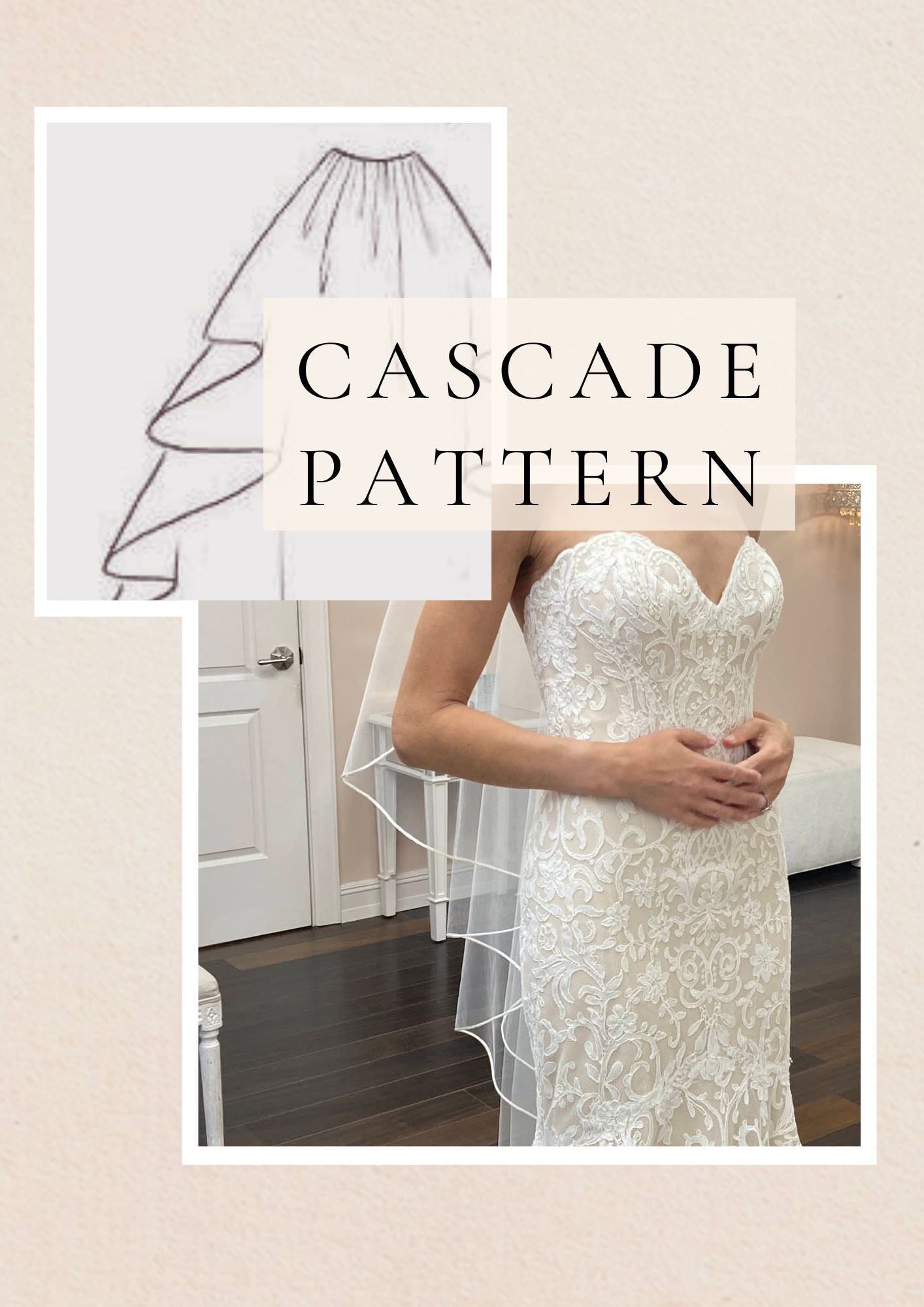 DIY Cascade Ribbon Edge Fingertip Wedding Veil Pattern, Waterfall Veil ...