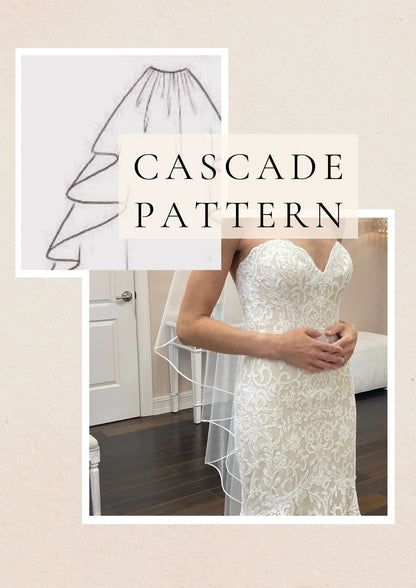romantic cascade wedding veil pattern for fingertip length bridal veil