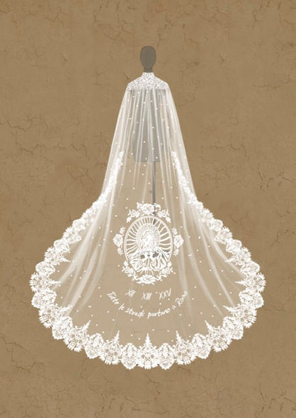 Customized Wedding Veil Sketch - Bridal Keepsake