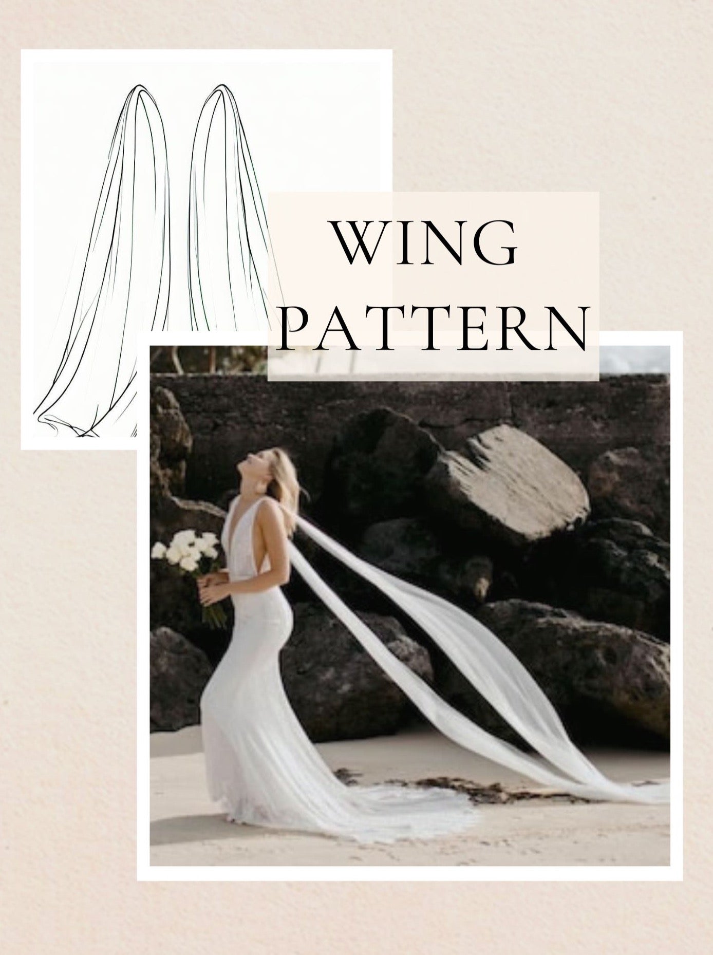 bridal pattern instructions for long cathedral tulle wing set