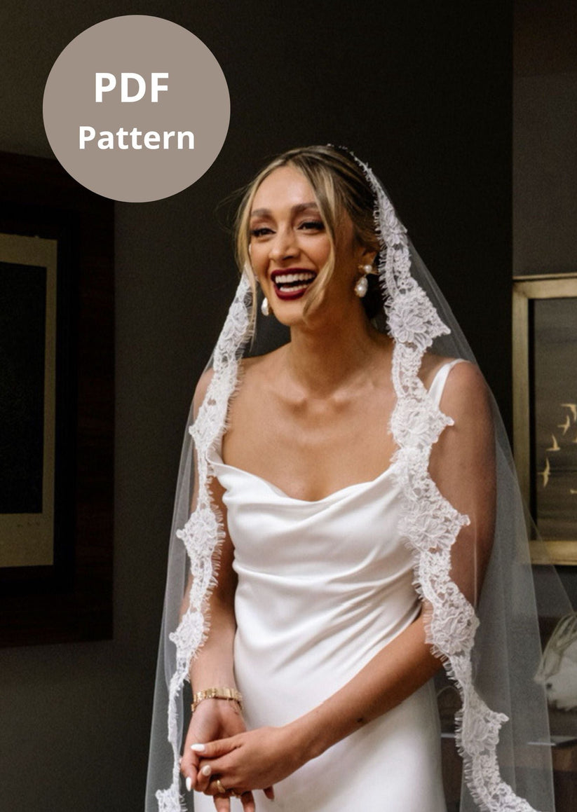 Viel Pattern DIY Lace Mantilla Wedding Veil, Cathedral Length Pattern PDF Tutorial ...