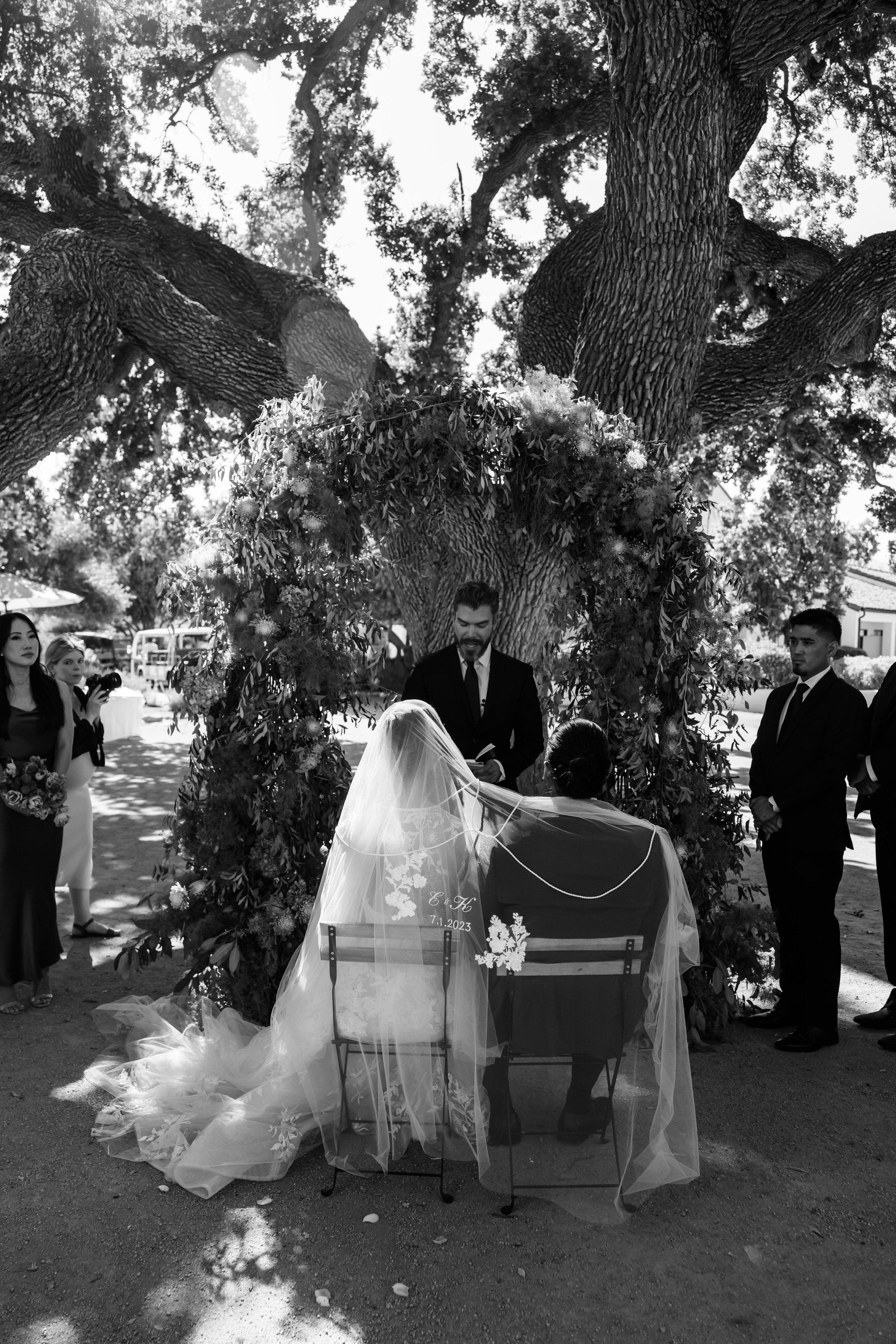 extra long unity bridal veil for filipino wedding under a tree
