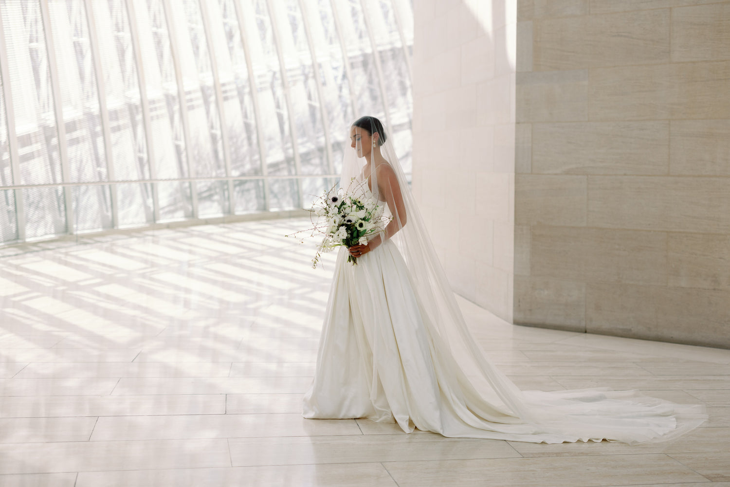 Marietta - Cathedral Length Bridal Drop Veil with Blusher and Comb — NK  Bride