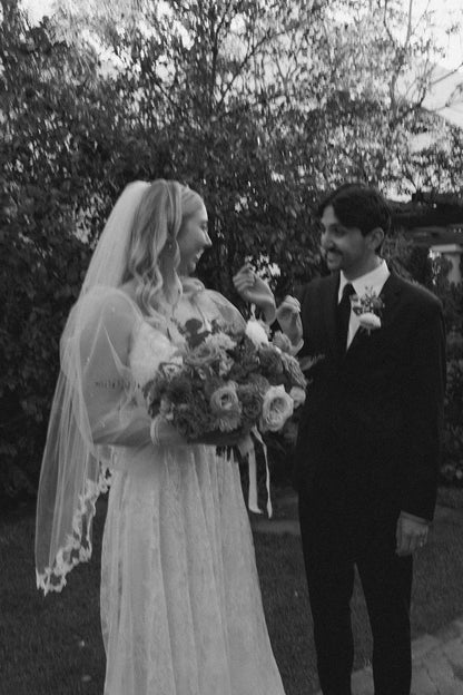 vine and leaf wedding veil fingertip length for California wedding in la jolla