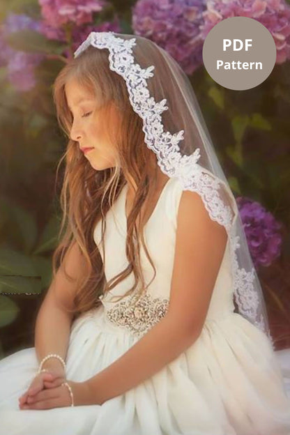 communion wedding veil tutorial for moms making daughter's mass veil