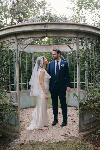 Two Tier Fingertip Length Juliet Cap Wedding Veil | Blusher Bridal Veil