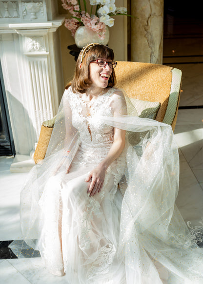 gold sheer wedding dress A-Line Bohemian Beading Wedding Dress V-Neck Long Sleeve Floor Length Sparkly Bridal Gown