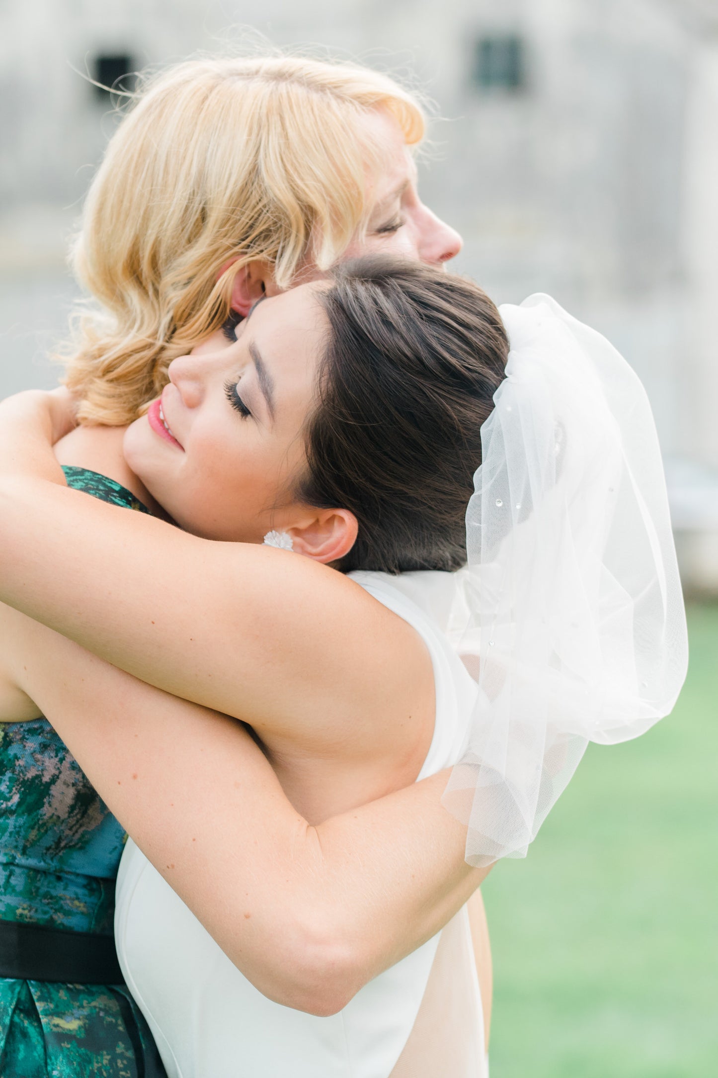 Short Birdcage Wedding Veil with Crystals + Rhinestones