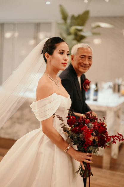 formal black tie wedding with diamanté rhinestone veil