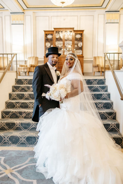 reusing mom's wedding dress by redesigning it into a new bridal veil with hairpiece