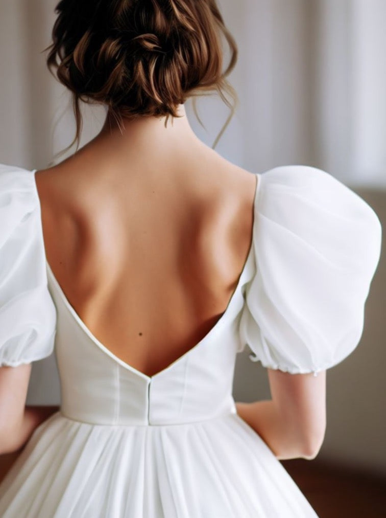 romantic short puffed wedding sleeves in chiffon for wedding dress