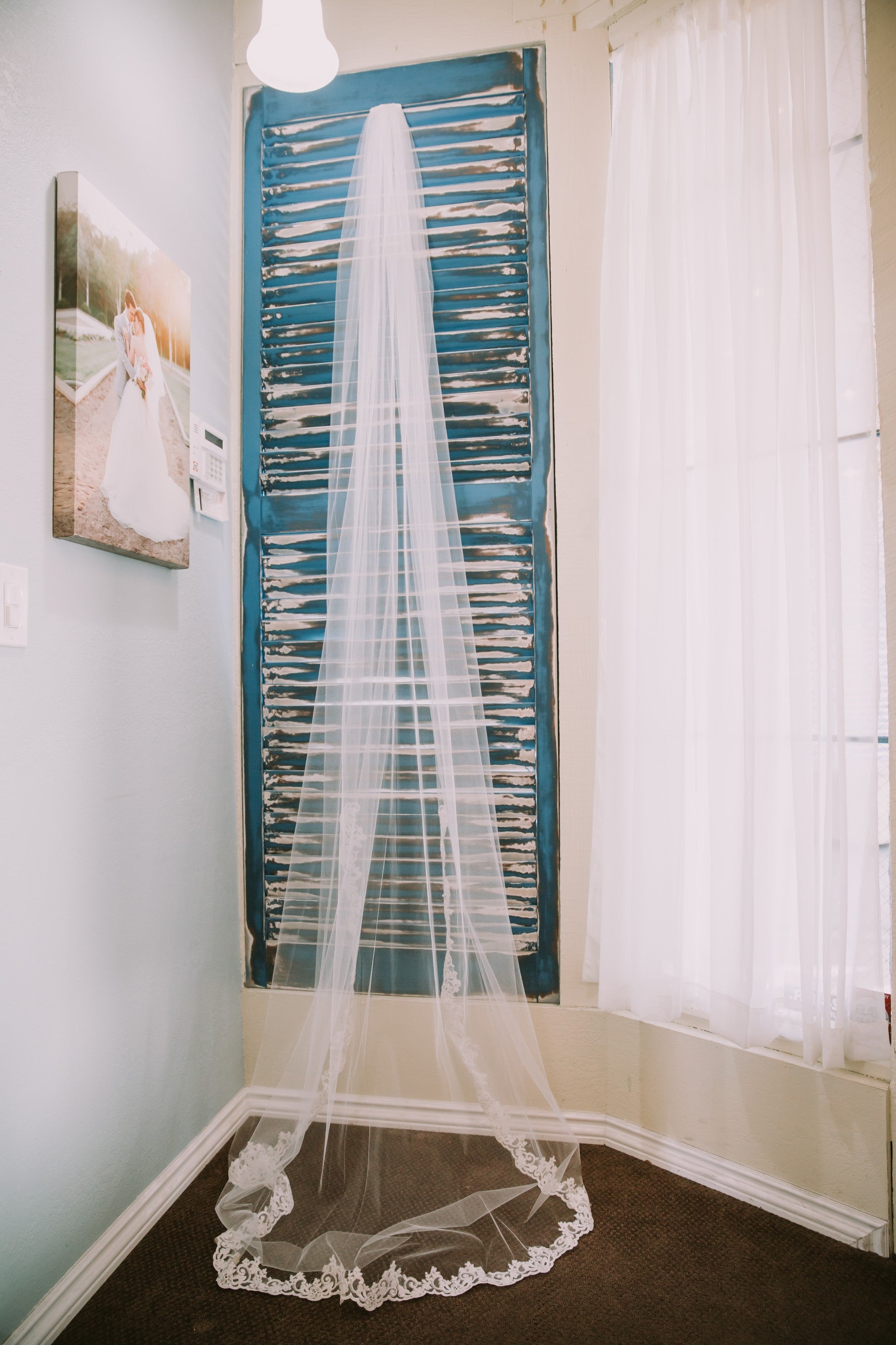 Long Cathedral Wedding Veil in Off White - Wedding Details