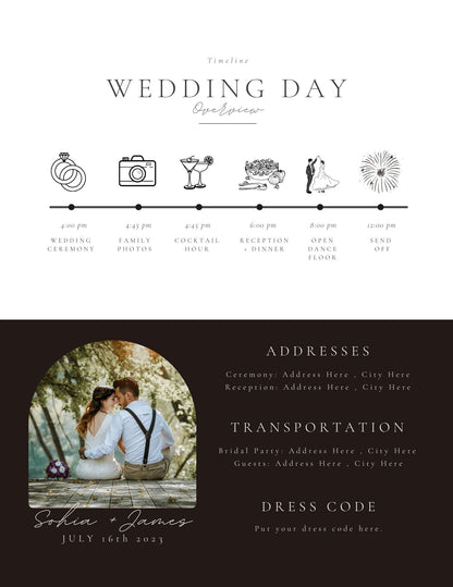 wedding day schedule for wedding planning binder and spreadsheet budget