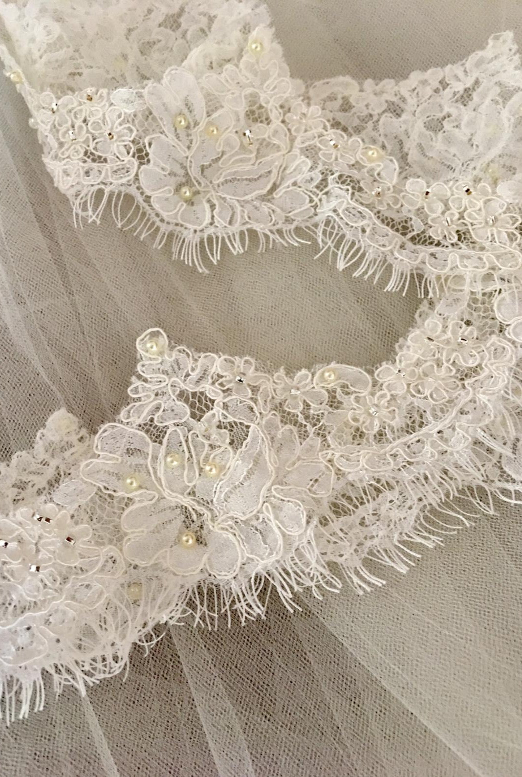 beaded and pearl scallop eyelash french alencon lace trim