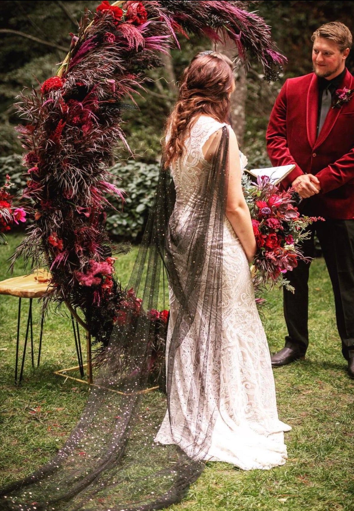 Celestial Sparkly Gold Star Draped Wedding Cape, Sheer Long Wrap