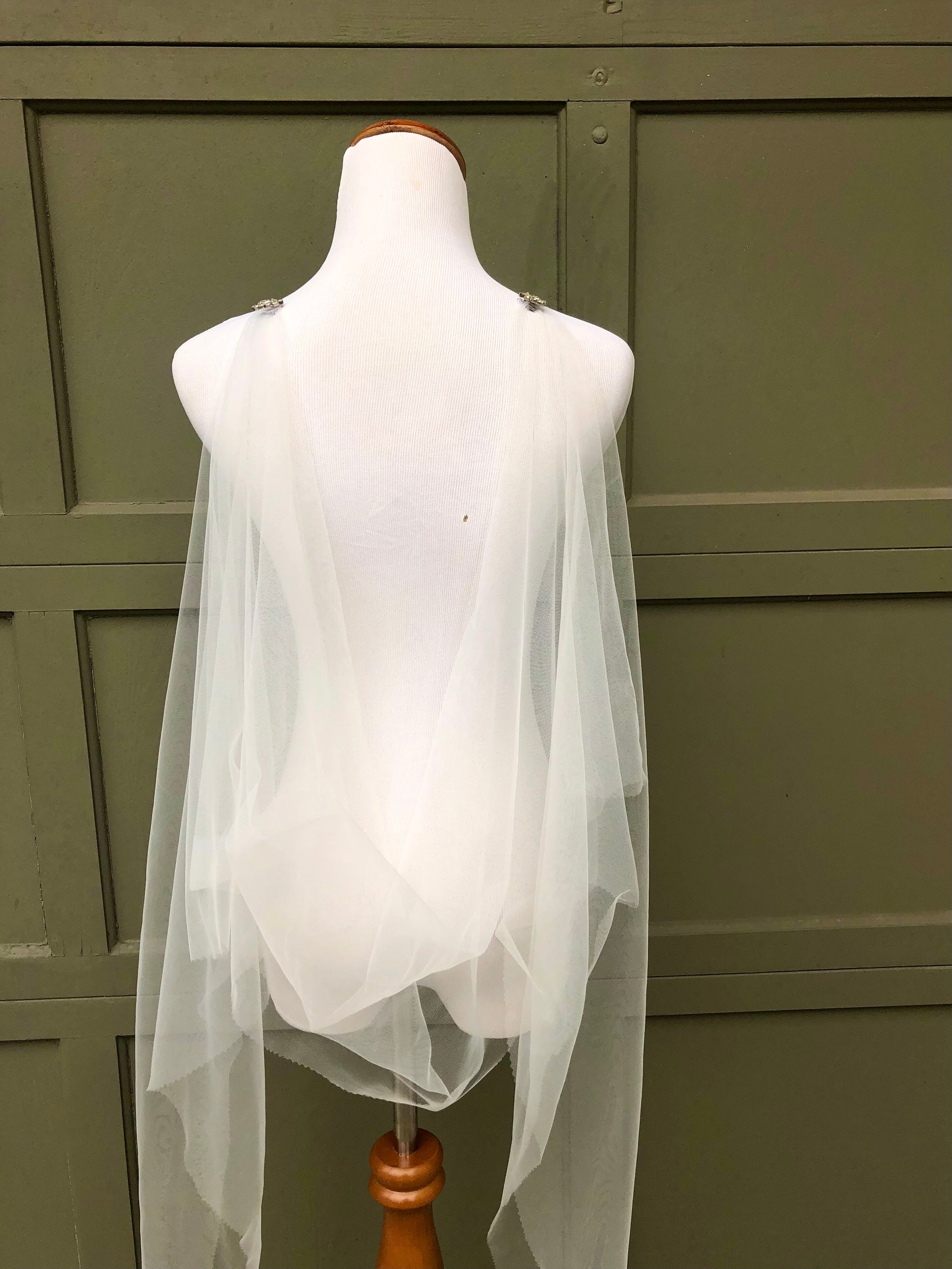 drape cape veil wrap for formals and weddings