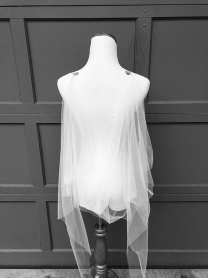 pattern instruction to make your own simple draped cape wrap shawl for your wedding day