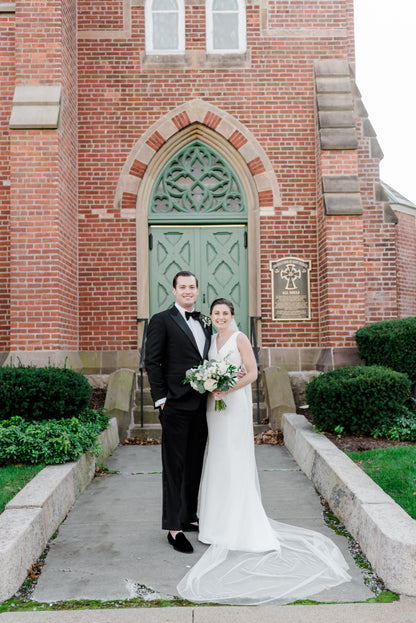 soft English net tulle cathedral length bridal veil