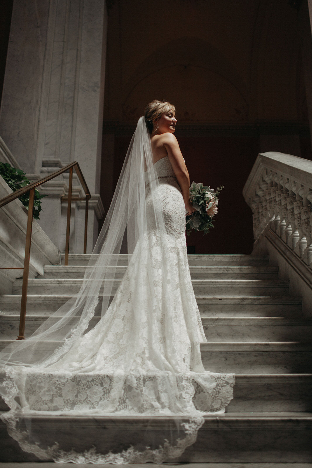 Cathedral Length Veil with Frosted Lace Appliqués