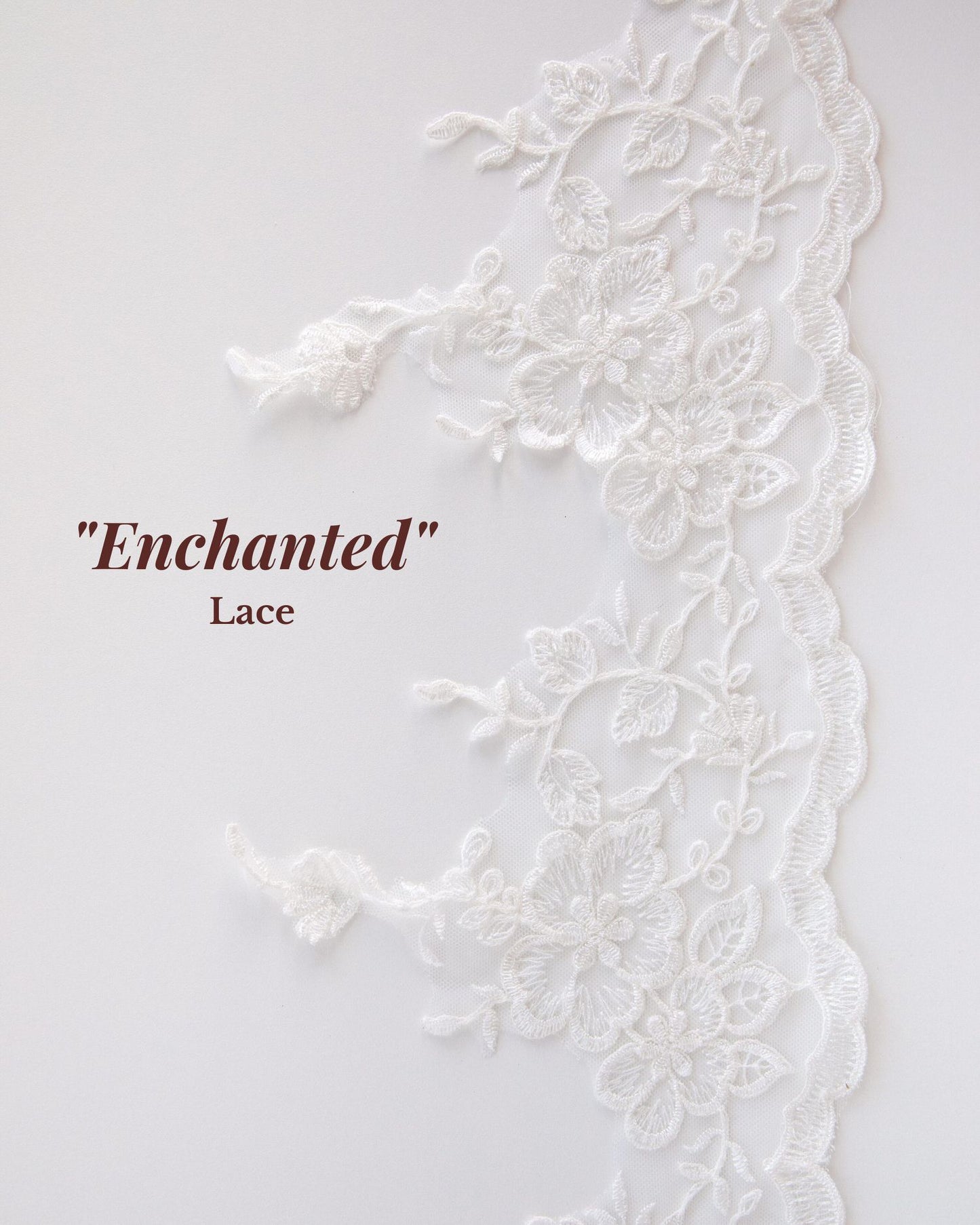 enchanted extra wide flower wedding veil lace trim with leaves