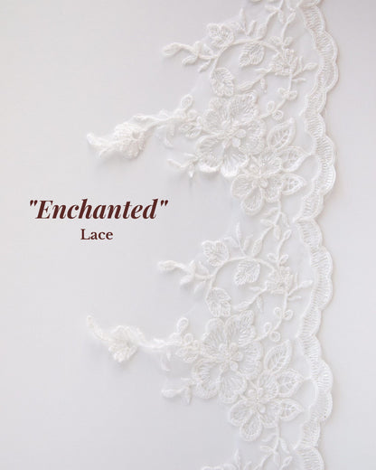 enchanted extra wide flower wedding veil lace trim with leaves