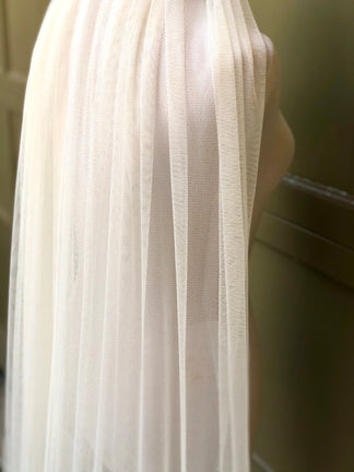 English Net Cathedral Wedding Veil, Single Tier Raw Edge Bridal Veil ...