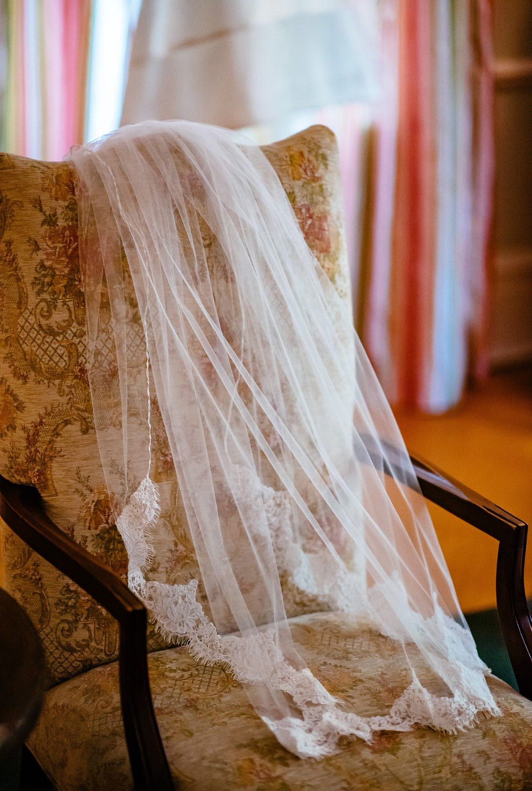 scallop eyelash fringe lace wedding veil as prop