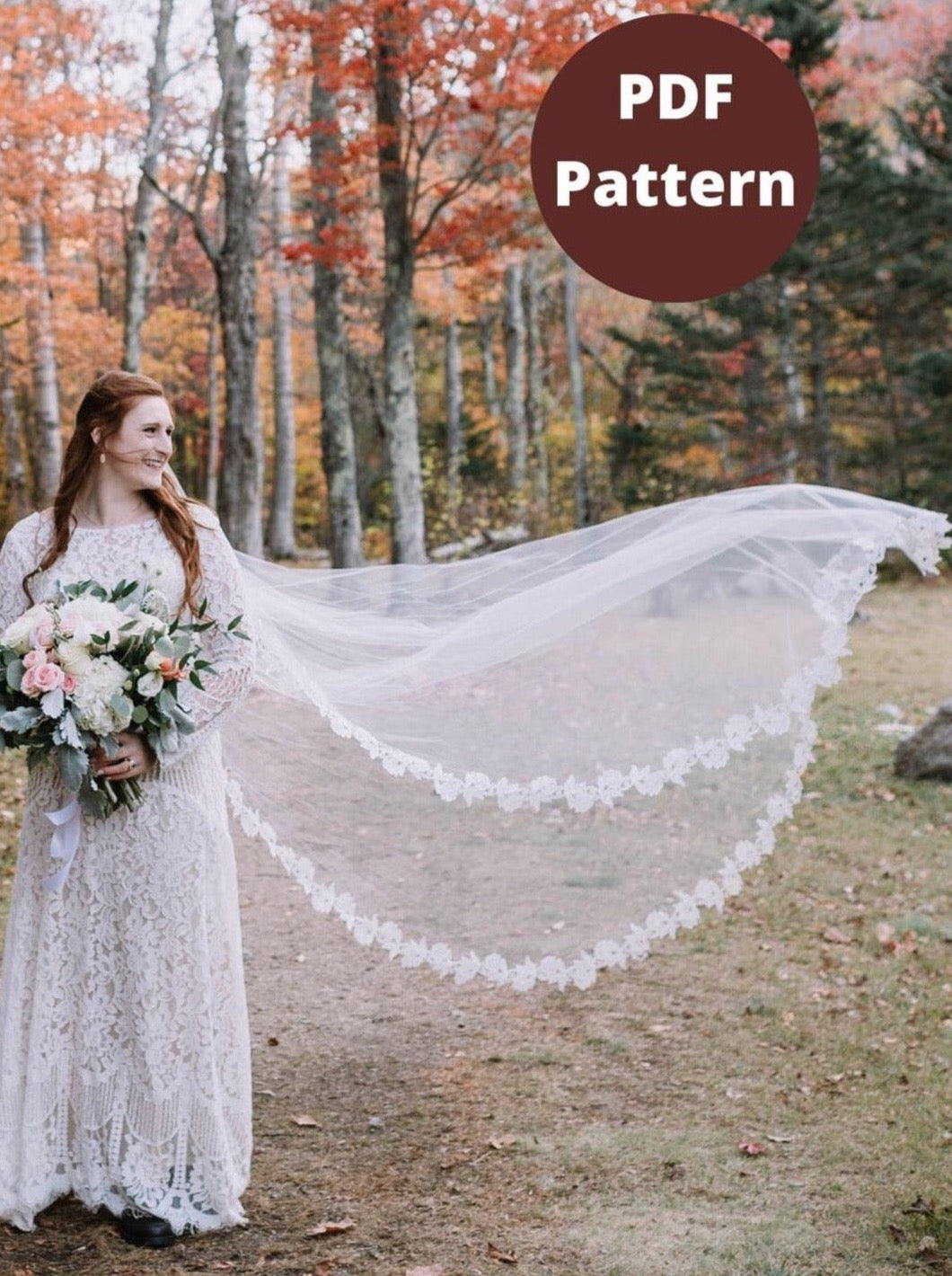 venice lace long wedding veil for outdoor wedding