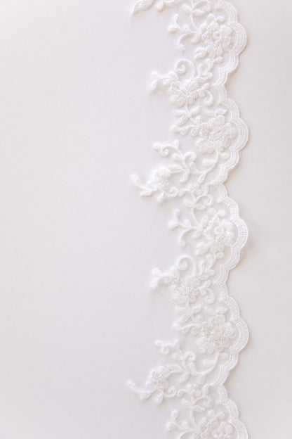 romantic and soft floral scallop french lace trim bridal edging for custom veils and bridal accessories