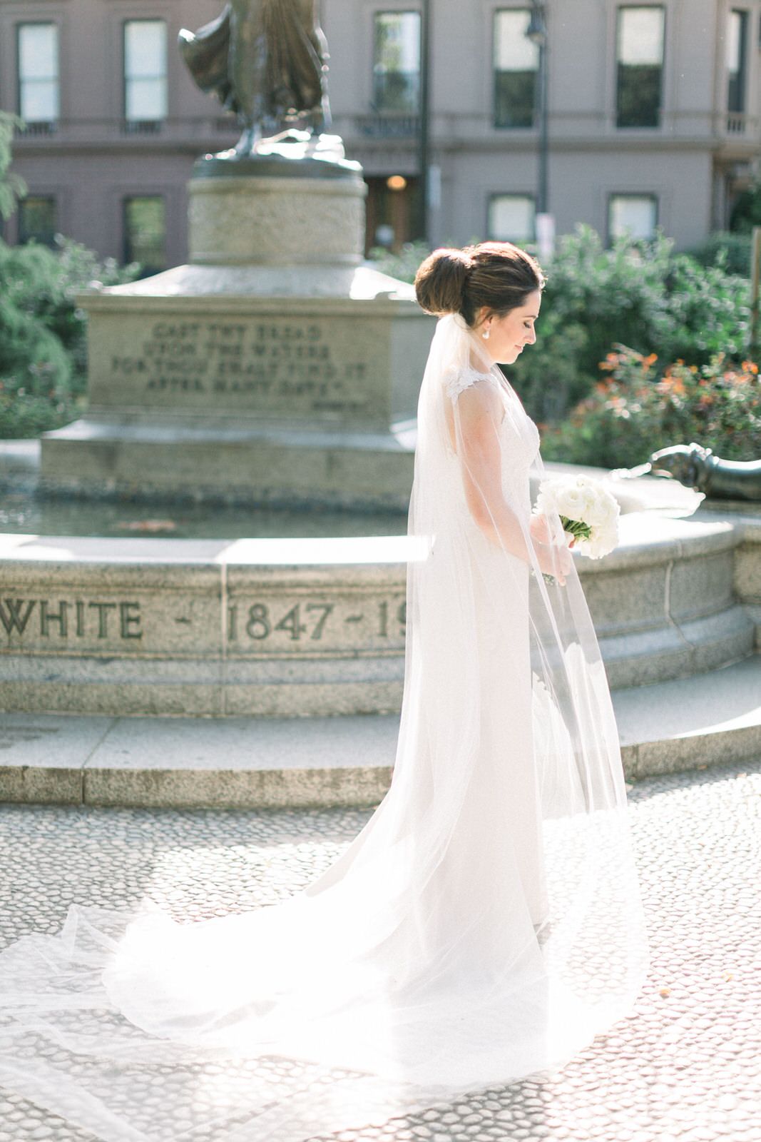 Romantic White Tulle Cathedral Veil with Pearl Beaded Edge – BestWeddingVeil