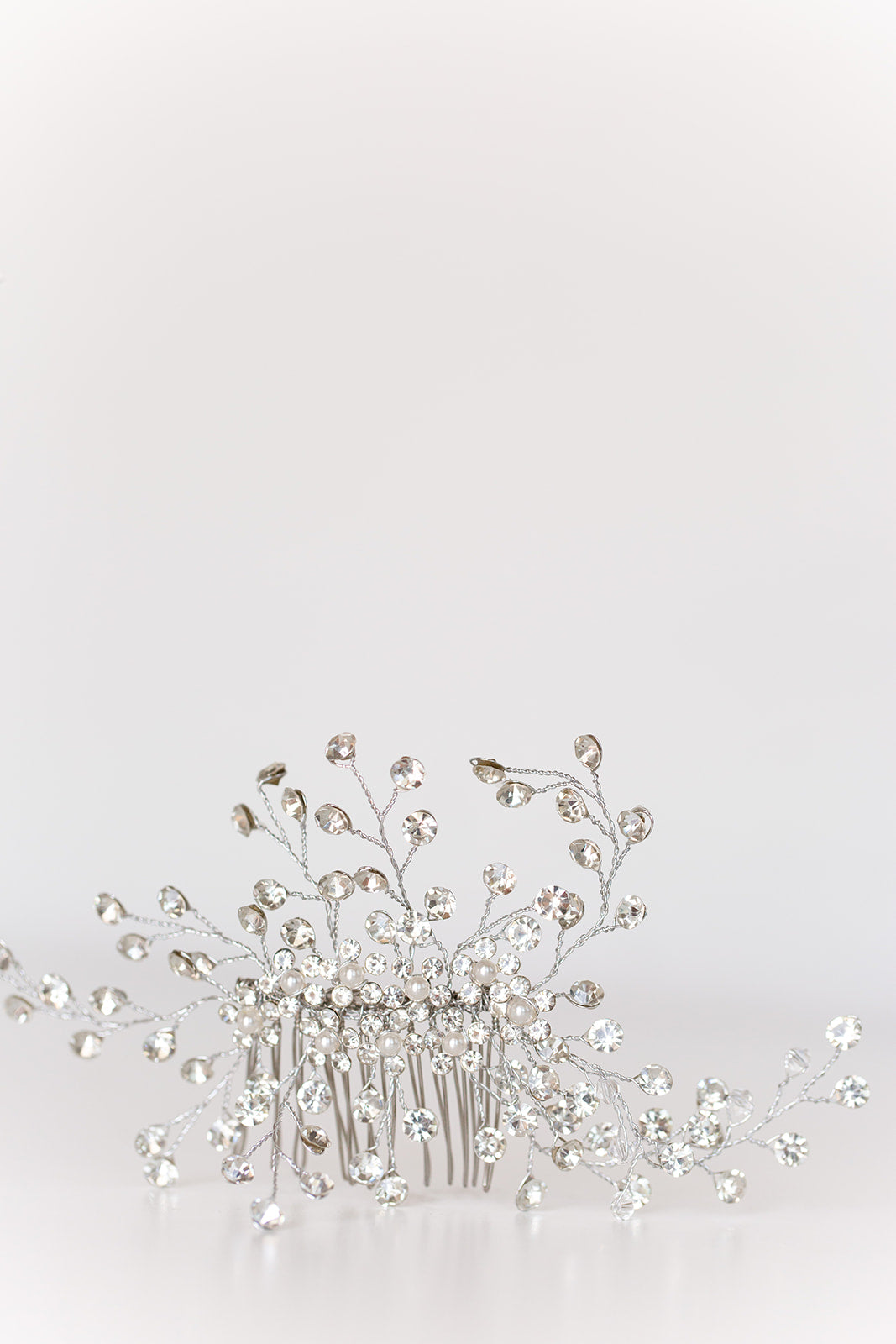 Rhinestone Wedding Hair Comb with Pearls